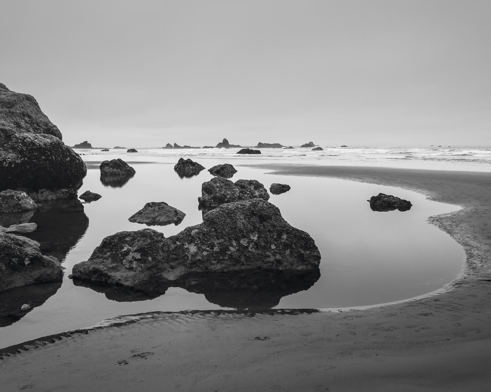 A black and white fine art photography project featuring Ruby Beach in the Olympic National Park along the coast of Washington State.