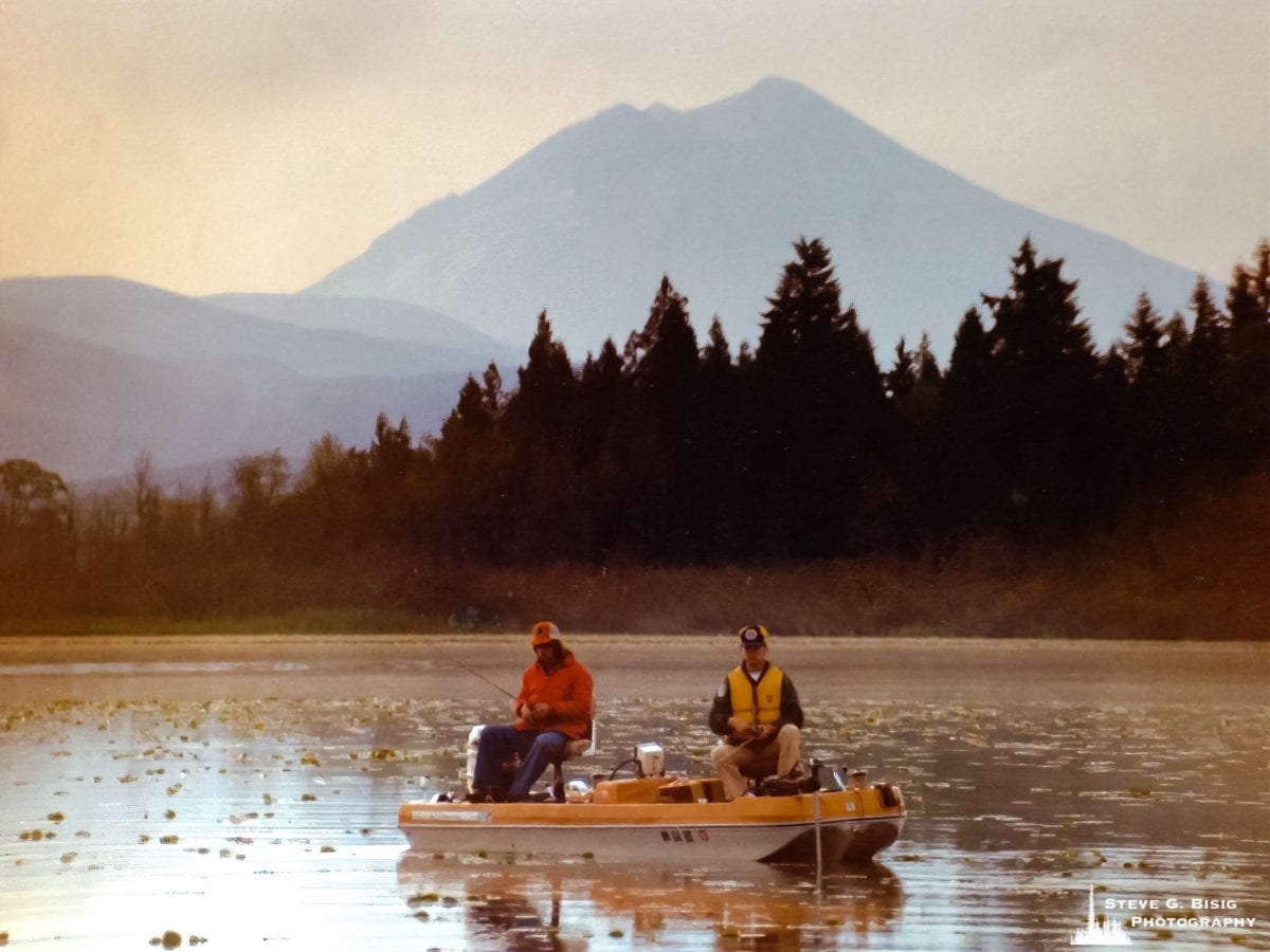 Me and my Dad fishing on Solver Lake about 30 minutes before Mt. St. Helens erupted.