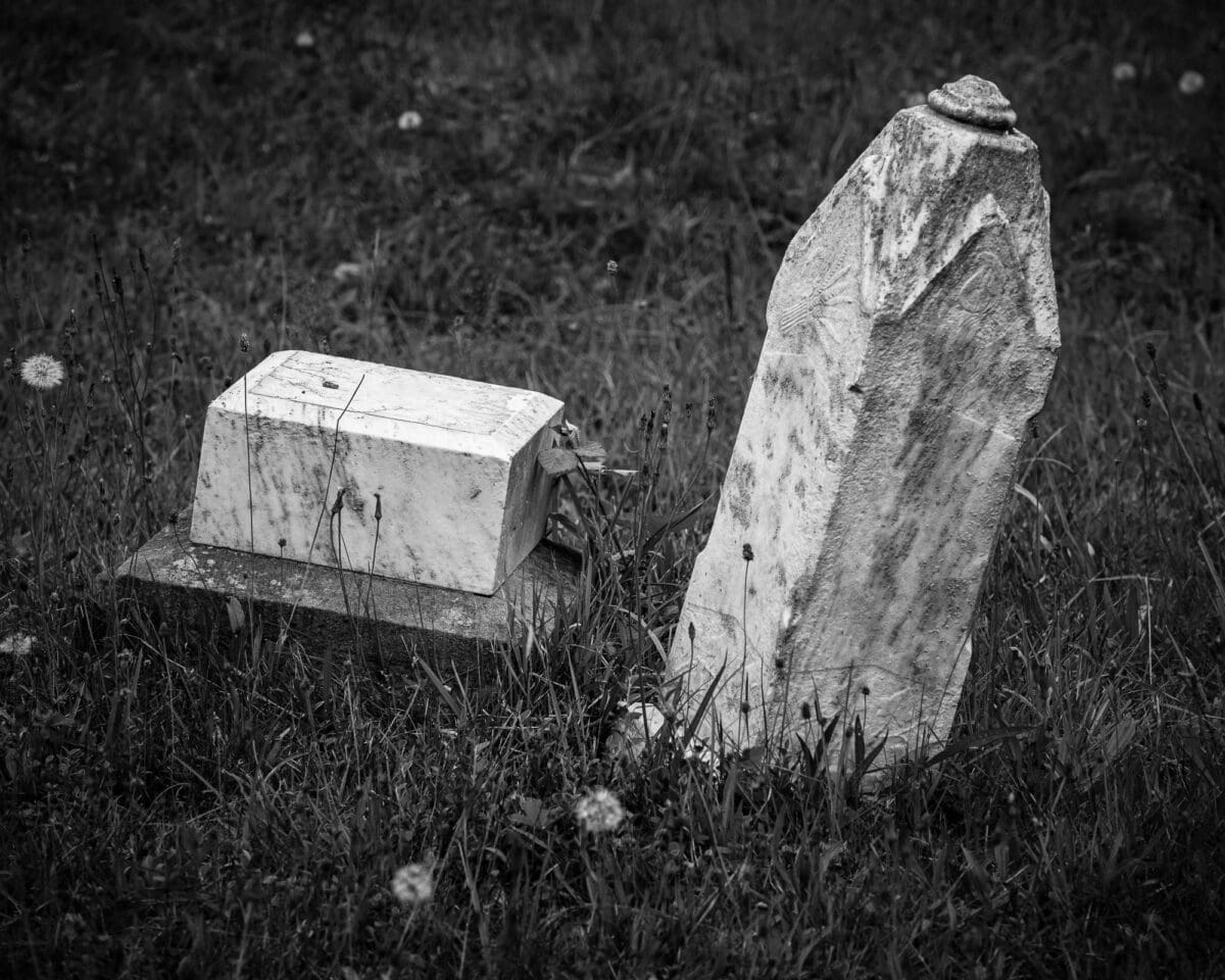 Image 11 of a series of 13 black and white photographs from the Pioneer Cemetery in Bay Canter, Washington.