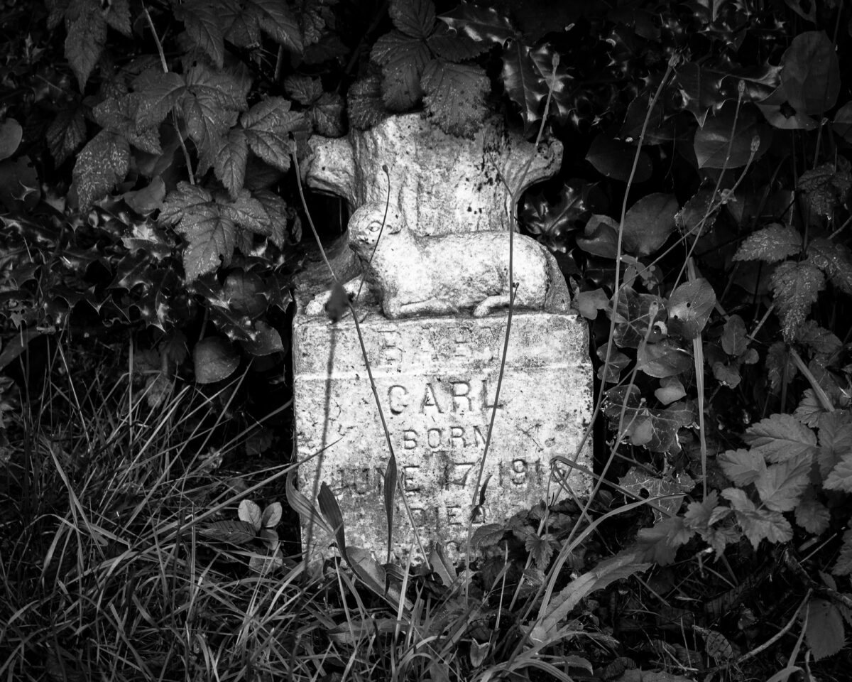 Image 2 of a series of 13 black and white photographs from the Pioneer Cemetery in Bay Canter, Washington.