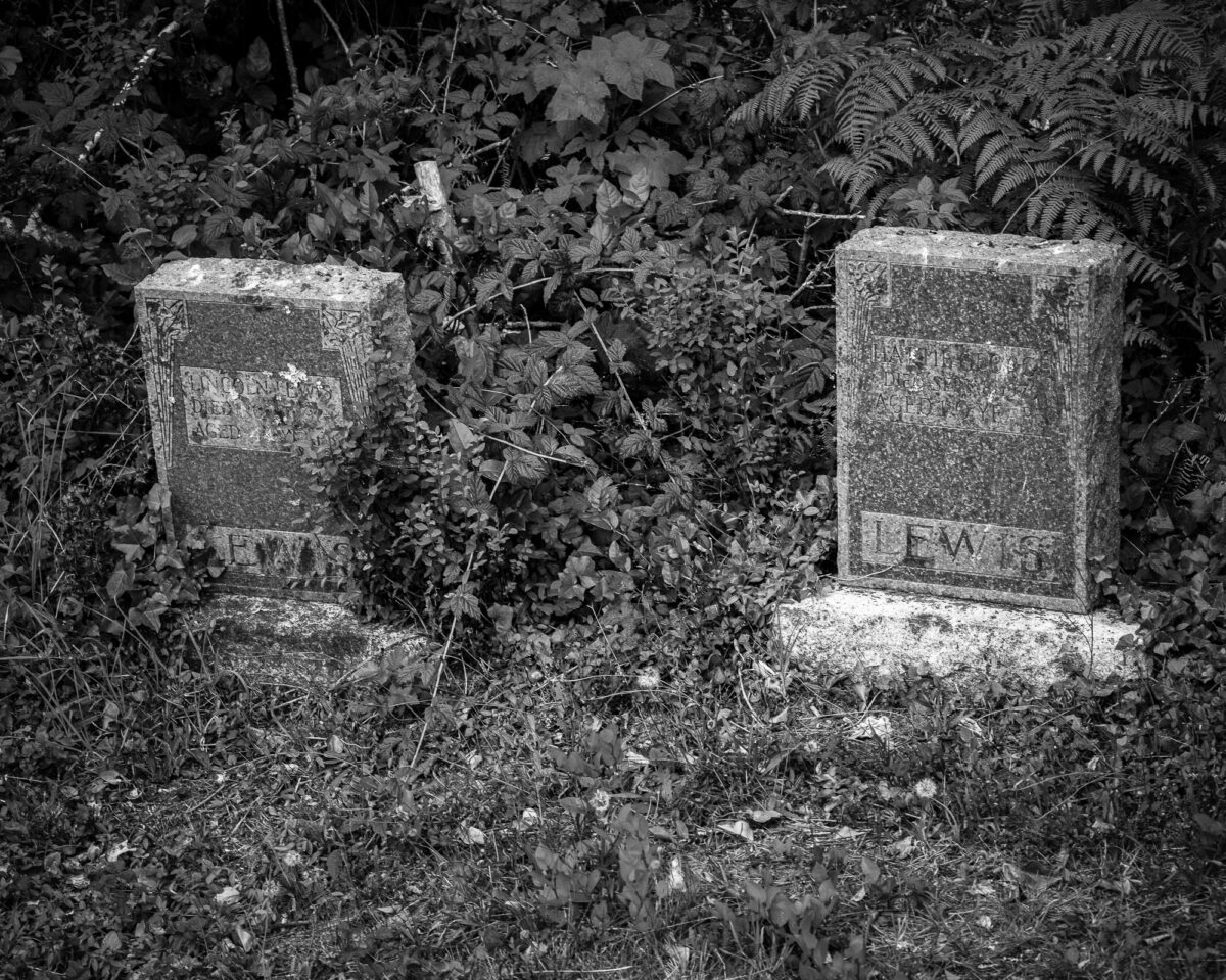 Image 4 of a series of 13 black and white photographs from the Pioneer Cemetery in Bay Canter, Washington.