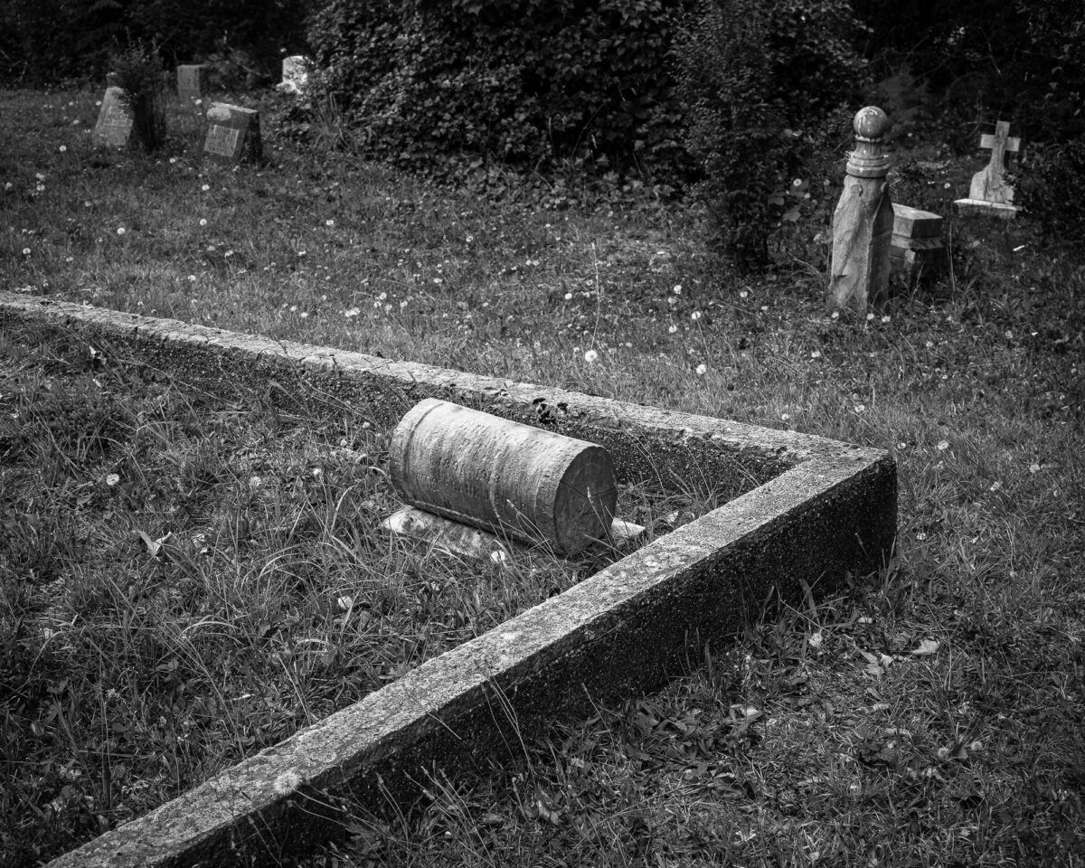 Image 5 of a series of 13 black and white photographs from the Pioneer Cemetery in Bay Canter, Washington.