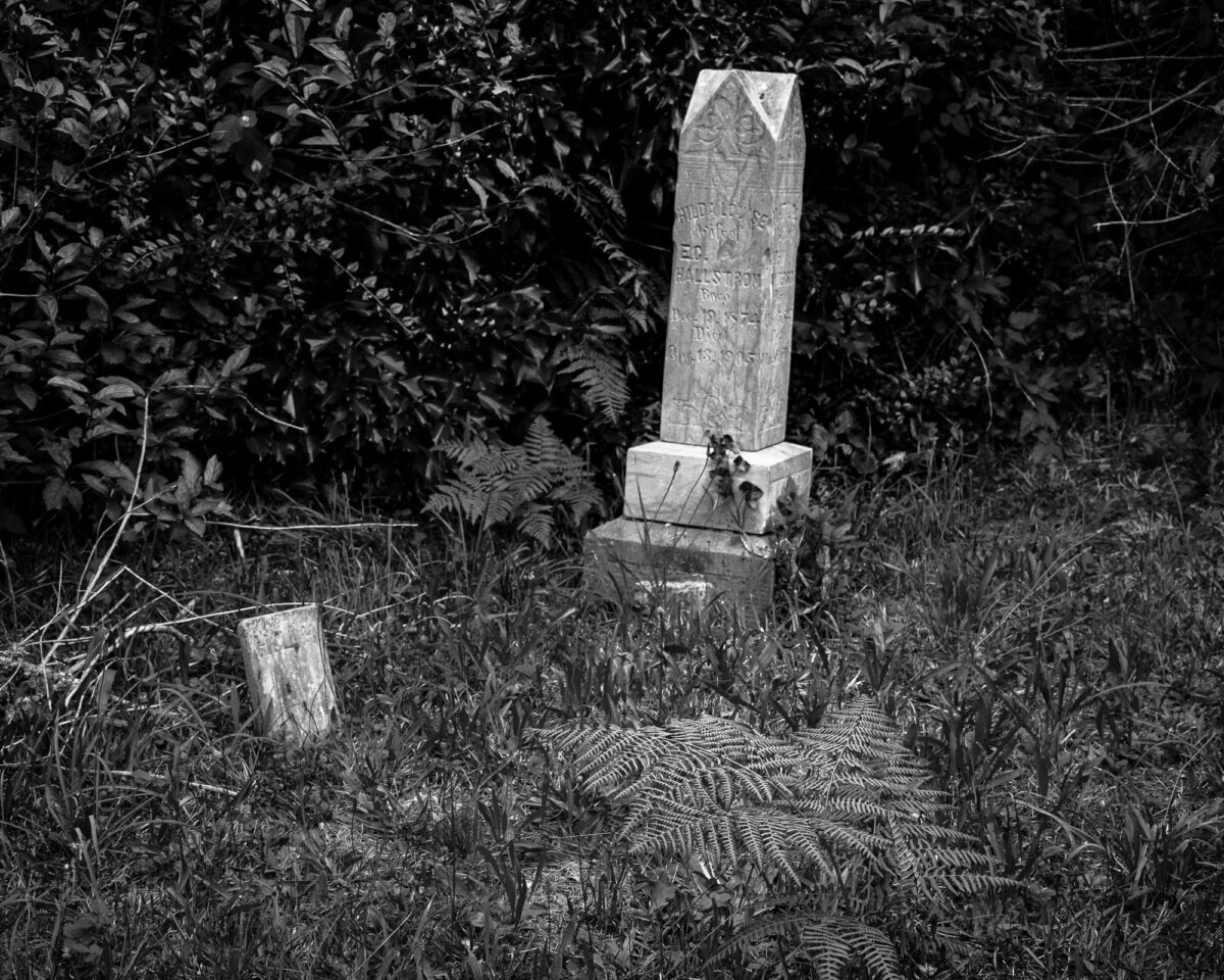 Image 6 of a series of 13 black and white photographs from the Pioneer Cemetery in Bay Canter, Washington.