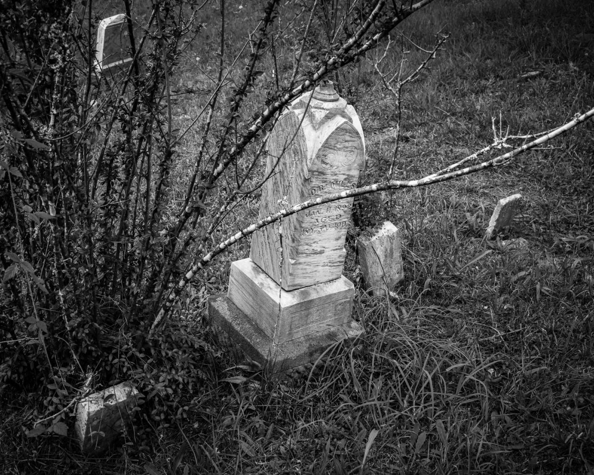 Image 8 of a series of 13 black and white photographs from the Pioneer Cemetery in Bay Canter, Washington.