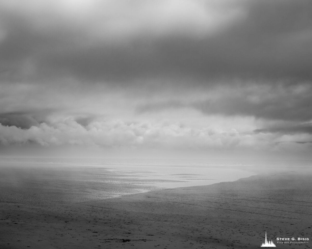 Image 6/8 of a black and white landscape photography project captured along the ocean beach at North Cove, Washington.