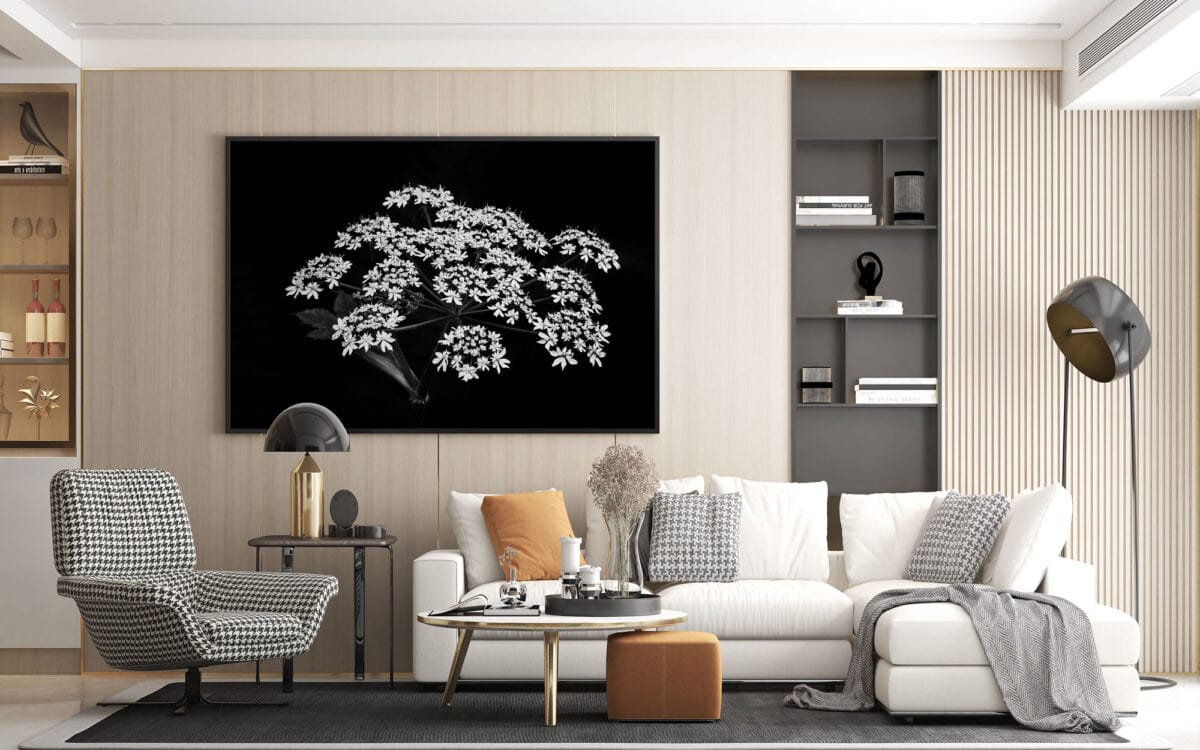 Cow Parsnip Print in Living Room Setting